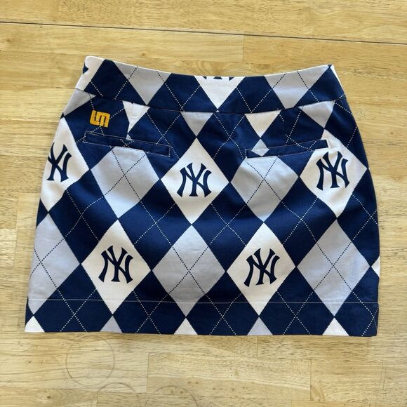 Loudmouth Mini Golf Skort Size 0 Blue Argyle New York Yankees MLB Spandex Pocket - Picture 3 of 13